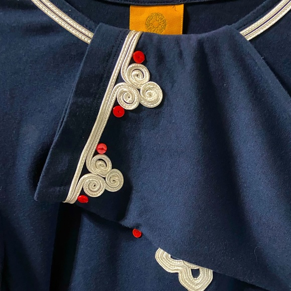 RUBY ROAD Elegant Cote D'Azur Embroidered Split Neck Knit Top Sz M - Picture 4 of 6